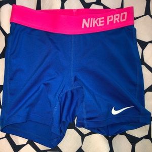 Blue and pink Nike pro spandex